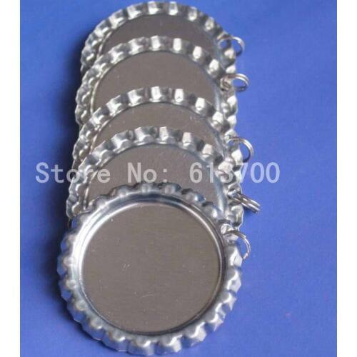 1000 pcs Sliver colored 1 Inch Flattened Chrome Bottle Caps Flat bottlecaps with HOLE and Ring For DIY Crafts free shipping