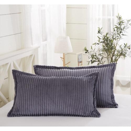2 Pieces Soft Top Quality Flannel Pillowcases 48*74 Cm(19*29 In) Pillow Cover Sleep Pure Color Pillowcases