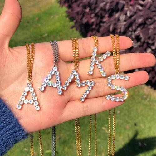 2021 Trendy A-Z Letter Initial Pendant Necklace Zircon Necklace For Women Gold Silver Color Choker Female Statement Jewelry