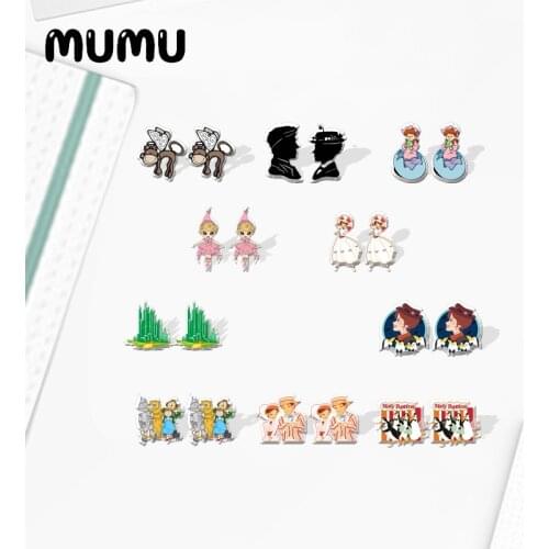 2021 New Mary Poppins Stud Earring Funny Epoxy Jewelry Resin Acrylic Earrings Handmade Gifts Girl
