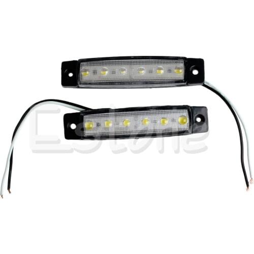 2X 6-LED Bus Van Boat Truck Trailer Side Marker Tail Light Lamp 12V White 23GC