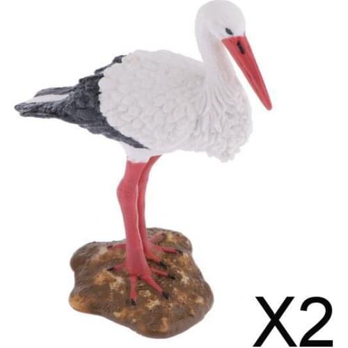 2xSimulation Plastic Animal Figure Model Kids Educational Toys Decor Crane