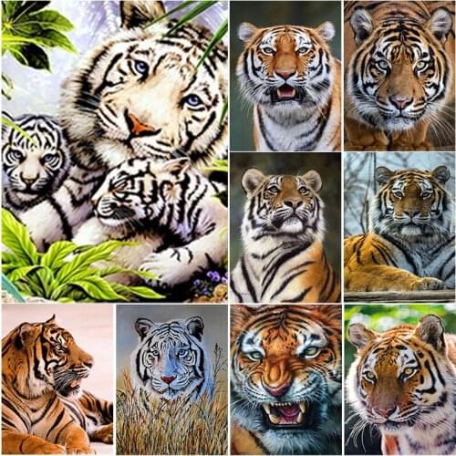 5D DIY Diamond Painting Animals Cross Stitch Tiger Diamond Embroidery Rhinestones Full Square Round Drill Crafts Home Decor Gift
