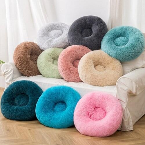 60cm Round Cat Beds House Soft Long Plush Best Pet Dog Bed Basket Pet Products Cushion Cat Bed Cat Mat Animals Sleeping Sofa