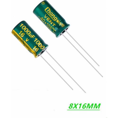 Free shipping 50PCS Long life high frequency low resistance low ripple capacitance 16v1000uf 1000uf16v 8*16