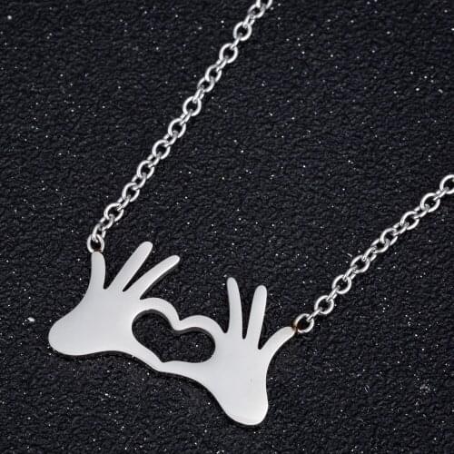 Hfarich Stainless Steel Creative Hand Okay Necklaces Pendants for Women Party Jewelry Funny Figure Gesture Chain Chokers