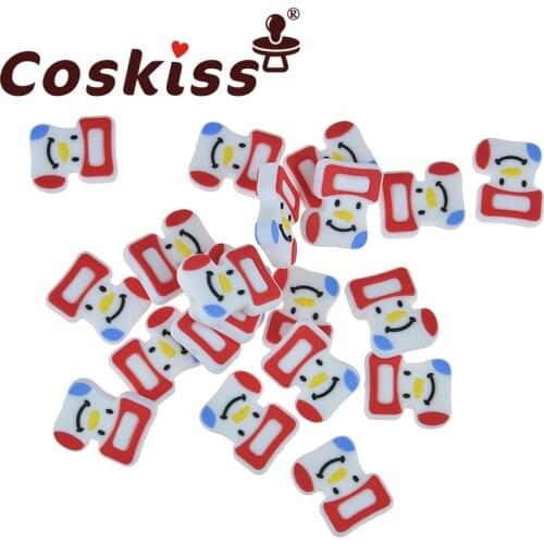 Coskiss Silicone 20pcs Christmas Stocking Beads Teething Silicone Necklaces BPA Free Baby Teether Silicone Teether Toy For Kids