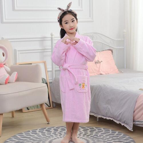 Cotton Bathrobe Kids Unisex Childrens Baby Kimono Robe Towel Fleece Bathrobes Hooded Towel Pajamas Night Gown Kids Top Cute