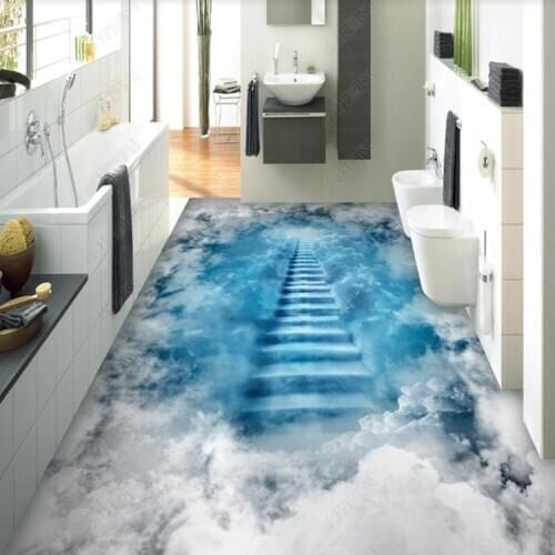 Photo Wallpaper Cloud Cloud Ladder 3D Floor Painting Sticker Living Room Bedroom bathroom PVC Waterproof Wear Wallpaper 3D