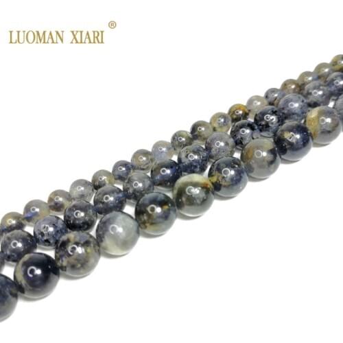 Fine AAA 100% Natural Iolite Cordierite Violet Round Natural Gemstone Beads For Jewelry Making DIY Bracelet Necklace 6/8/10MM