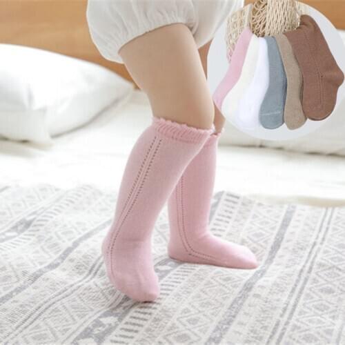 Ruffles lace socks for girls cozy mesh side design princess girls knee high long soks toddler booties socks childrne meias
