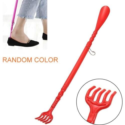 2-in-1 Shoe Horn & Back Massager Scratcher 47cm Helping To Protect Shoes And Relaxing Plastic Auxiliary Tools