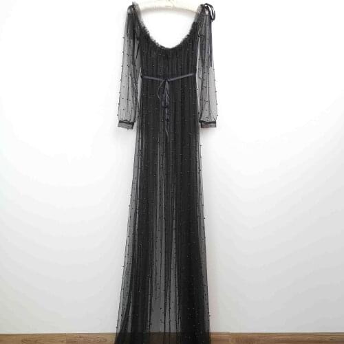 DON&JUDY Fashion Black Long Prom Gowns Pretty Sheer See Thru Maternity or Non-Maternity Women Dresses Party Photography Dress