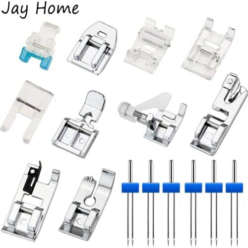 11PCS Snap On Sewing Machine Foot Sets with 9PCS Double Twin Sewing Machine Twin Needles for DIY Low Shank Sewing Machine