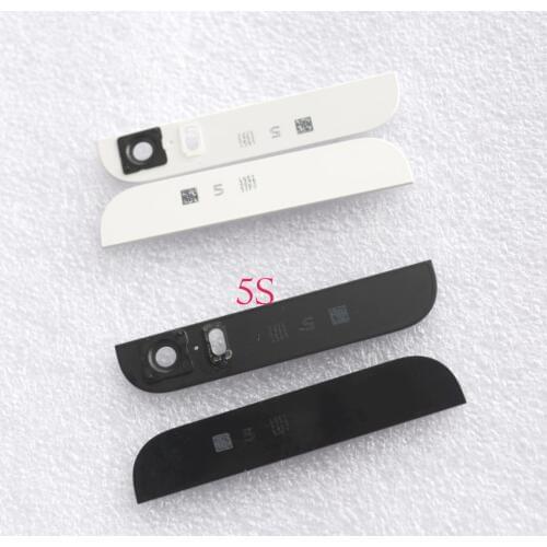 2pcs/set Top Bottom Glass Back Cover Housing For iPhone 5 5G 5S With Camera Flash Lens 3M Adhesive Sticker