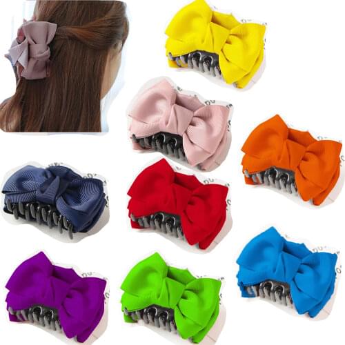 New double-sided Grosgrain ribbonbow hairpin duckbill clip hair catch claws hair accessory for women hair claw headgear
