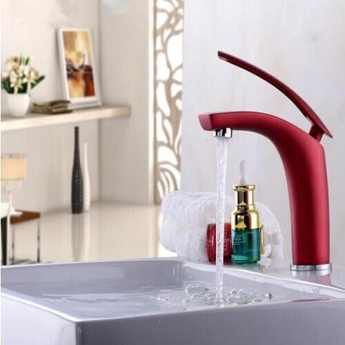 New Hot sell Brass Baking finish bathroom basin Faucet / Fashion 12 Colors Hot and Cold Water Mixer Tap / Black&White&Red