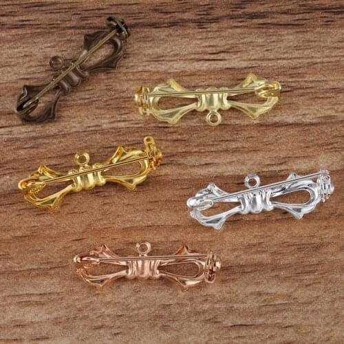 10pcs 28mm Butterfly Brooch Pins Base Bronze Single Hole Clasp Fit Charm Diy Clothes Jewelry Christmas Brooch Accessory Supplier