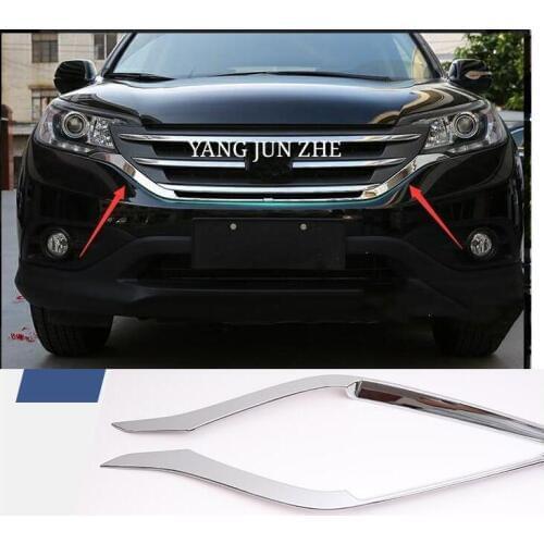 For Honda CRV CR-V 2012 2013 2014 abs Chrome Front Grill Strip Cover Trim Decoration 2pcs