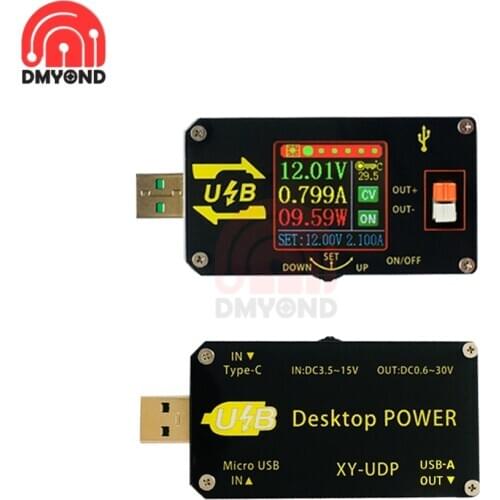 Mini UDP CNC USB Buck/Boost Power Supply Module Type-C Voltage Current Meter 5V to 9V 12V 24V Step Up Down Converter CCCV