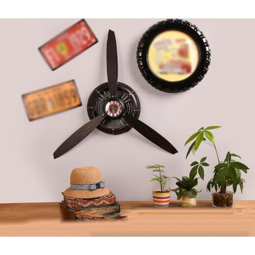 Industrial Air Plane Propeller Metal Wall Clock Mute and HD display Aeroplane Retro Ornament Decor