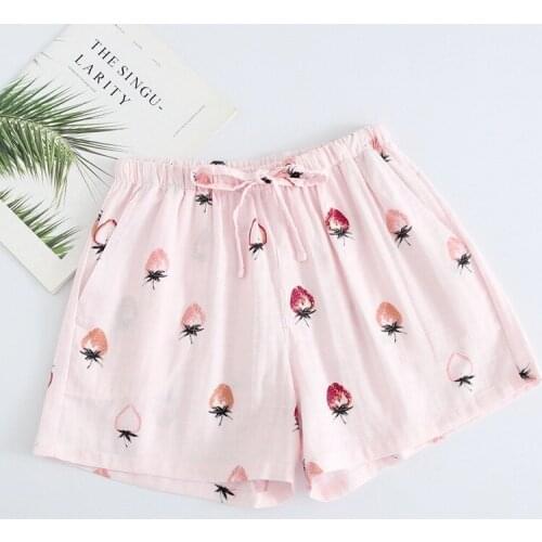 Printing Sleep Bottoms Sleep Wear Sleeping Womens Lounge Wear Sleepwear Summer Women Sleep Shorts Cotton Gauze Pajamas Pants