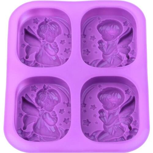 Silicone mold 4 Holes Angel Frame Soap Cake Molds silica gel mould Newest fondant mold cake decorating tools chocolate gumpaste