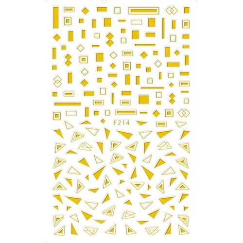 SUPER THIN SELF ADHENSIVE 3D NAIL ART NAIL SLIDER STICKER BLACK WHITE GOLD SILVER GEOMETRY ROUND SQUARE FEATHER ARROW F213-216