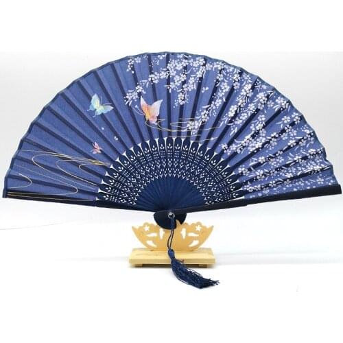 Cloth Fan Chinese Hand Made Bamboo Folding Portable Printed Spanish Fan Wedding Decoration Gifts Home Living Room Wall Decor