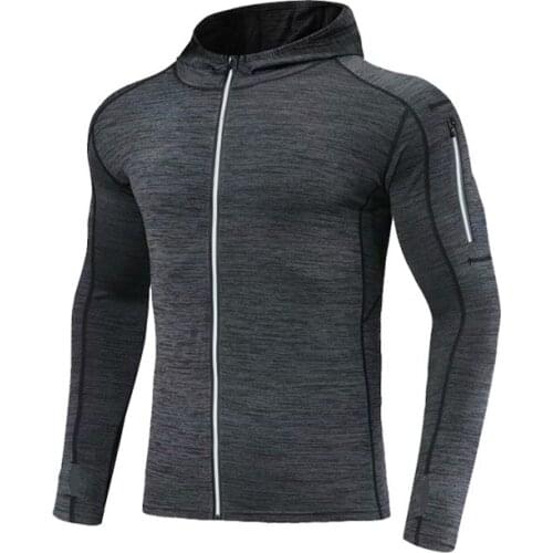 Tights Mens Running Hooded Jacket Quick-drying Clothes Long Sleeve Equipment Sports Top Basketball Training Sweater Hoodies