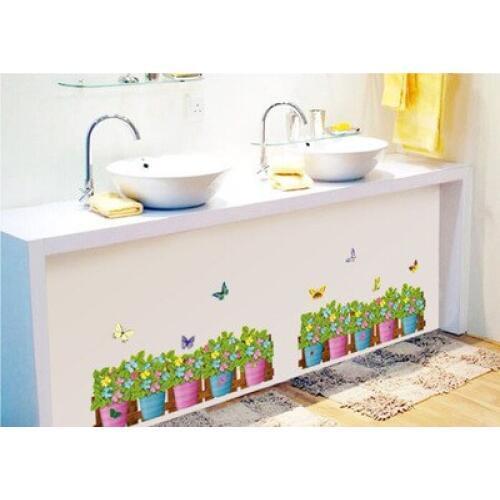 The sitting room the bedroom decorate corridor Flowers and butterflies fence The line that play a base waist line wall stickers