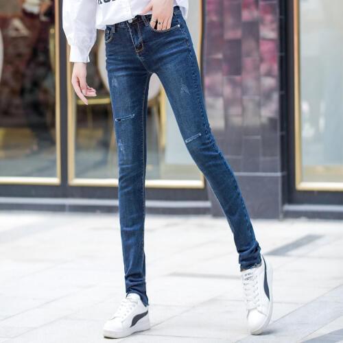 Spring summer women Korean large size pants broken feet pencil stretch pants slim pants
