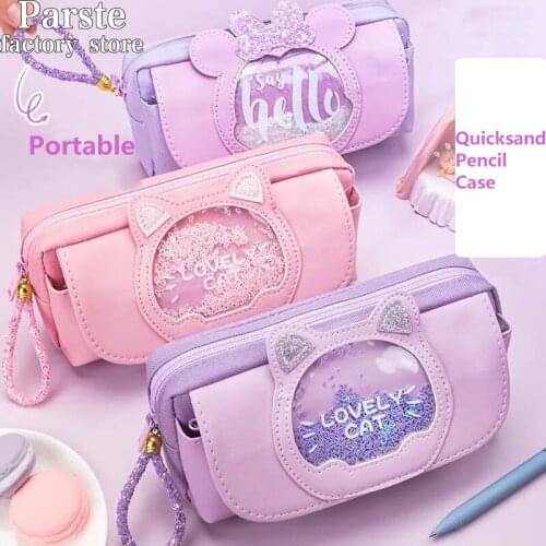 Large Capacity Pencil Bag Pen Case for Girls Student Lovely Cat Candy Color Rulers Pouch Organizer Stationery School Supplies