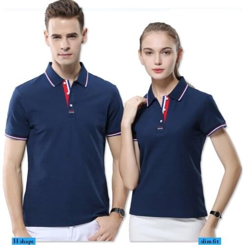 Unisex Polo Shirt High Quantity Casual Men and Women Short Sleeve Cotton Tees Solid Color Stripe Collar Glof Top Dropshipping