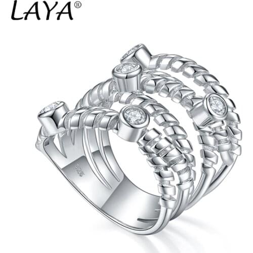 925 Sterling Silver Fashion New Style Simple Multi-Line High Quality Zircon Ring For Girls' Party Classic Ethnic Jewelry Gift