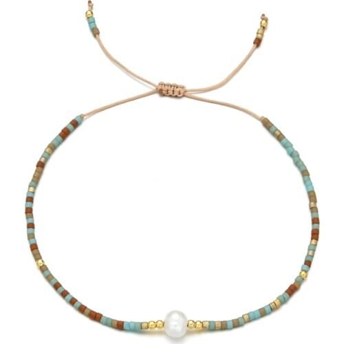 ZMZY Thin Glass MIYUKI Bracelet Women Tiny Natural Pearl Bracelet Jewelry Bijoux Femme String Adjustable Handmade Love Gift