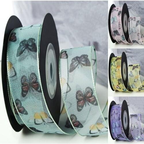 1 '25mm 10 yards/roll butterfly ribbon DIY handmade material headdress bow garment accessorial mesh