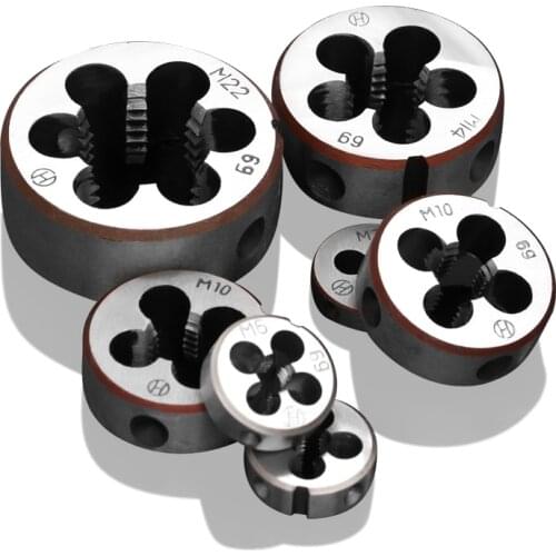 1pcs Alloy Steel Round Thread Die Tap Metric Hard Right Hand Threading Mini Die M3 M4 M5 M6 M8 M10 M12 M14 M16 M18 M20 M27 M30