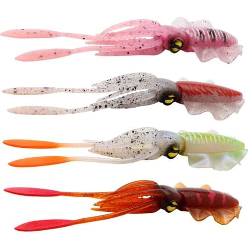 15cm Fishing Lure Octopus Squid 3D Eyes Luminous Bionics Wobbler Soft Baits Luminous/UV Squid Jig Fishing Lures For Sea Fishing