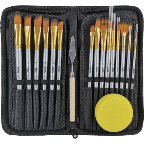 17pcs/set Art Black And Sliver Nylon Paint Brushes Acrylic Paint Brushes Watercolor Paint Brushes Acrylic Painting Brush