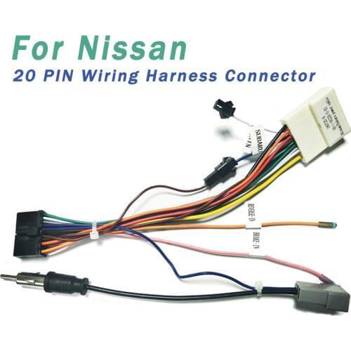 20 PIN Wiring Harness Connector Adapter 1din or 2din Android Power Cable Harness Suitable for Nissan