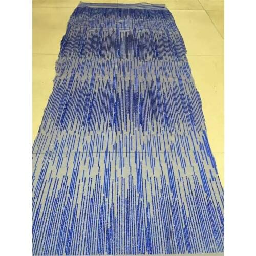 2017 new design blue color dobby net mesh sequin glitter lace shining hand print for party/sawing/wedding