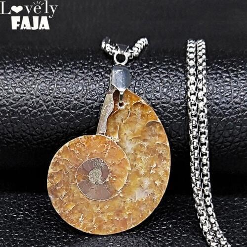 2021 Snails Stainless Steel Natural Stone Chain Necklace for Women/Men Silver Color Shape Necklaces Jewelry gargantilla NG69S04