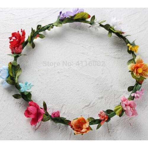 300pcs Fashion Handmade Flower Crown Wedding Bridal Wreath Headdress Holiday Tourism Beach Flowers Hair Band Accessories