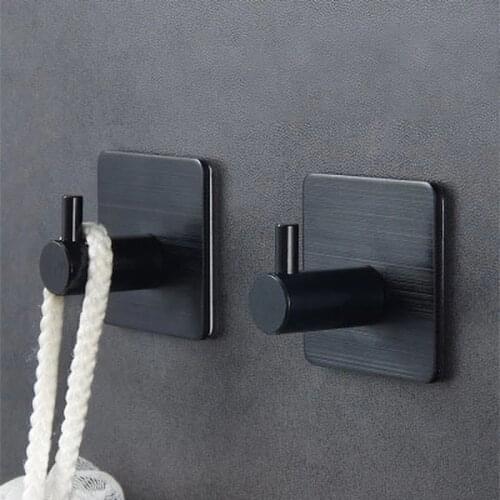 Bathroom Aluminum Hook Self Adhesive Home Wall Door Hook Multi-Purpose Storage Hooks Kitchen Towel Hanger Hook Supplies
