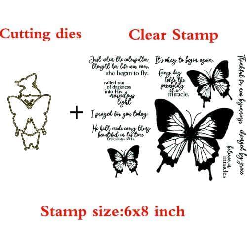 Butterfly Animal Clear Stamps Coordinating Cutting dies for DIY Scrapbooking Craft Card Stempels New 2020 Silicone Seal
