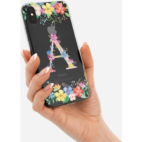 Custom Flower Wreath Frame Fashion Initials Alphabet Phone Case Cover For iPhone XS X XR 11 Pro Max 12 8Plus X 7 7Plus Soft TPU