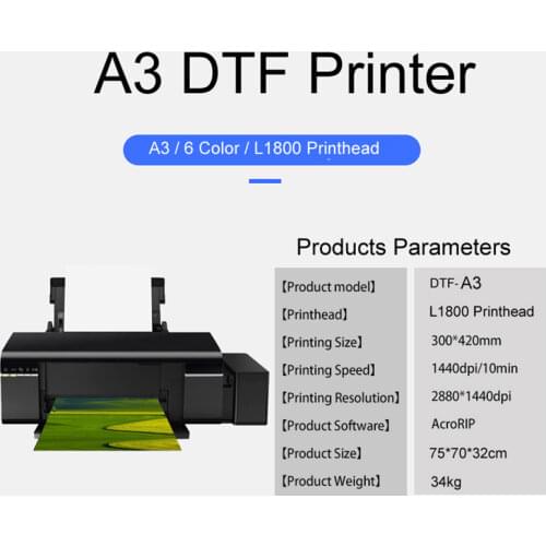 Vilaxh L1800 A3 DTF Digital Garment Printer Directly Transfer Film For Any Material Garments With PET Film DTF Ink DTF Powder