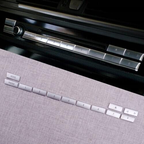 CITALL 12pcs Center Console CD Digital Buttons Sequins Trim fit for BMW F10 F18 F07 F06 F12 F13 2011 2012 2013 2014 Silver