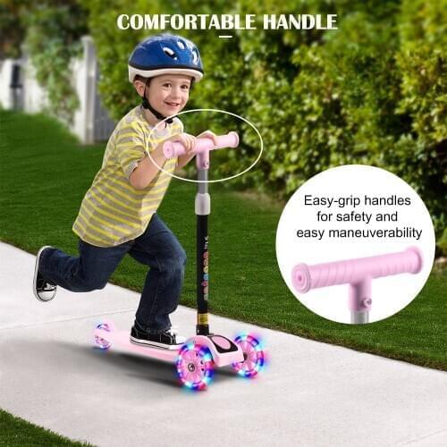 Kids Scooter Baby 3 Wheel T-Bar Balance Folding Flash Wheels Infant For Outdoor Toy Safety Shining Scooter Adjustable Toys Gift